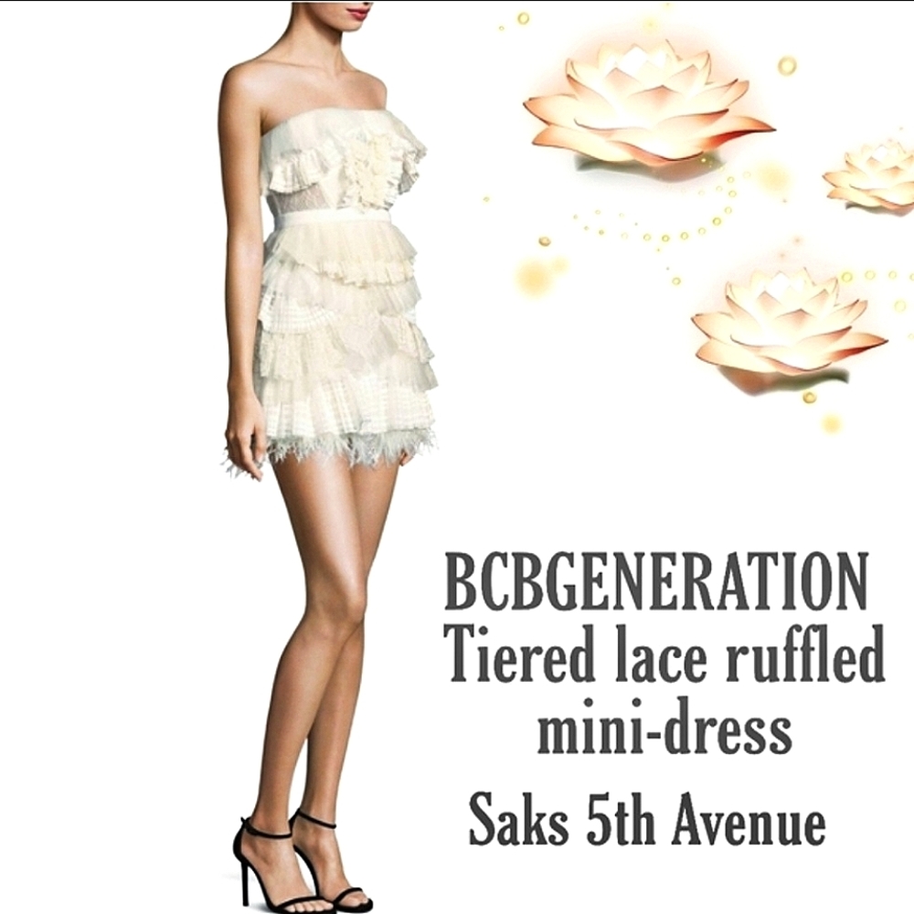 NWT BCBGeneration Popover Multilayered Ruffles flounce mini dress - Picture 2 of 15